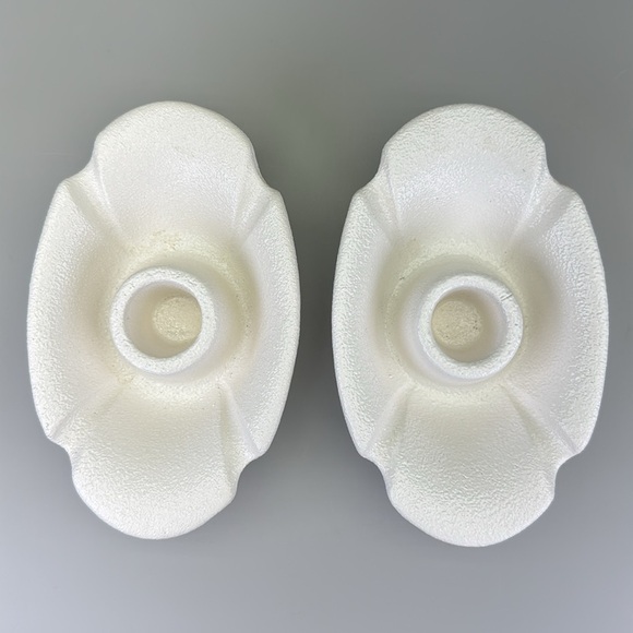 Haeger Textured White Ceramic Candle Holders - Picture 2 of 8